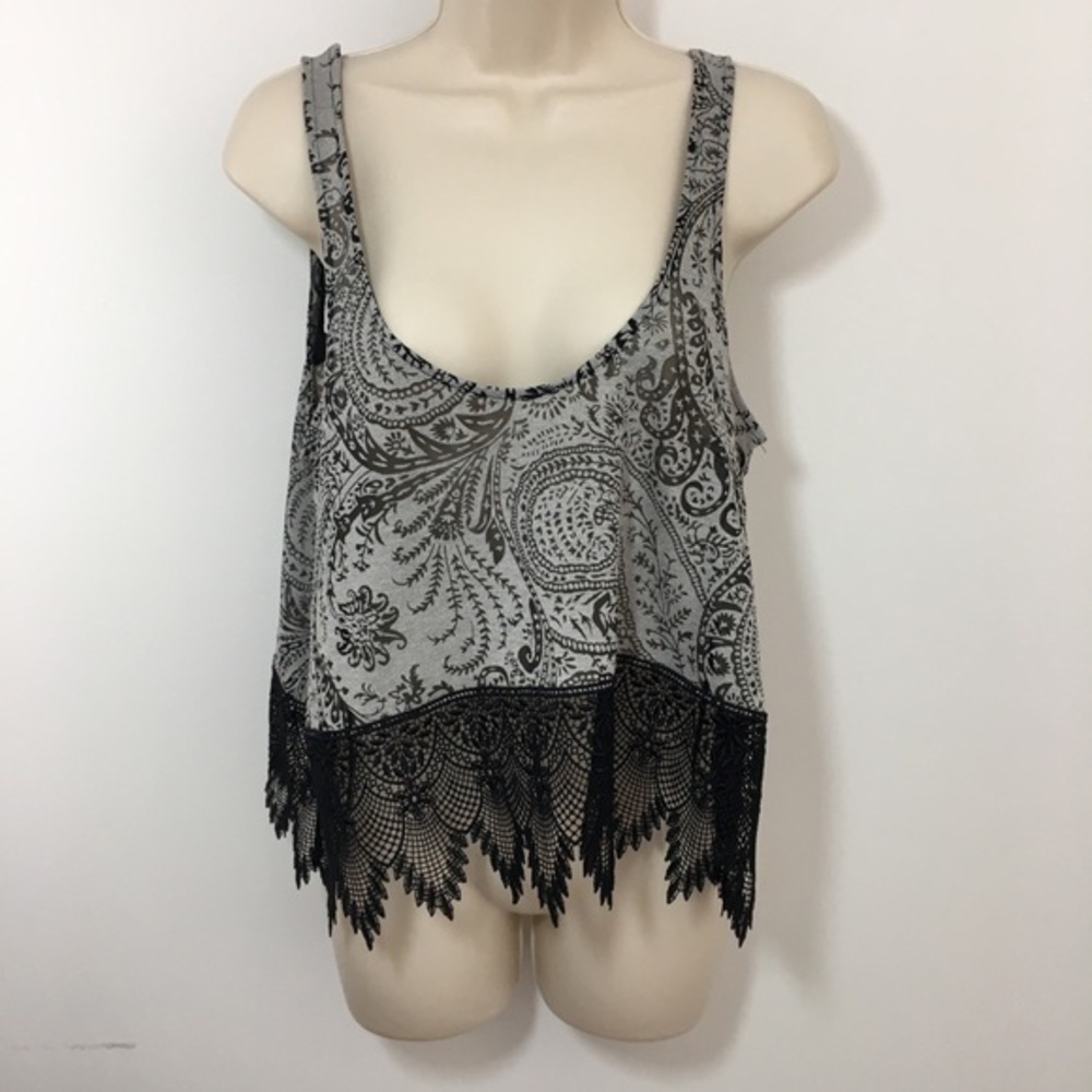 Free people semi-sheer crop tank top lace bottom S